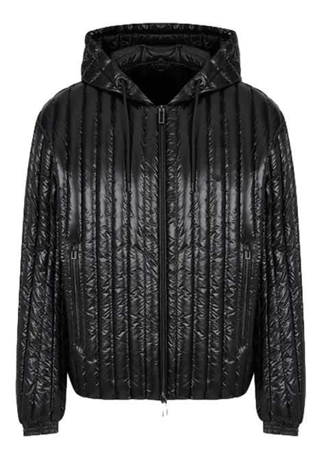 Piumino con cappuccio water repellent in nylon matelassé verticale EMPORIO ARMANI | Giubbotti | 6R1B79 1NKZZ0999